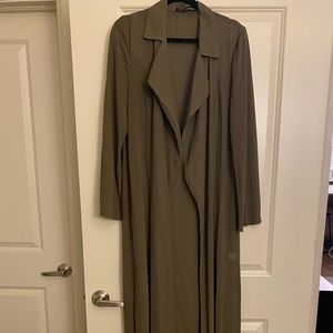 Naked Wardrobe olive green long sheer duster